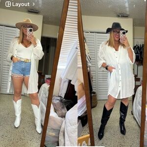 Mustard Seed White Button-Up Top